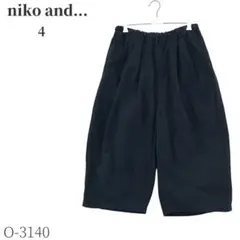 ニコアンド イージークロップドパンツ 4 ,L ネイビー　ハイウエスト 綿100