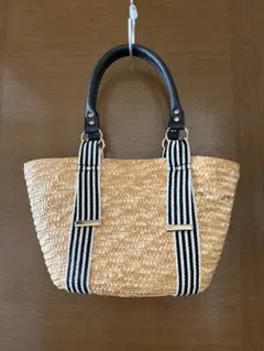 黒ストライプのかごバッグ　a.v.v