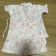 花火模様 甚平 ピンク系 ~95cm 赤ちゃんの城　日本製