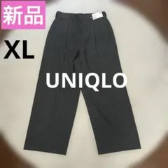 新品　UNIQLO ハイウエストタックワイドパンツ