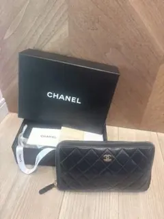 CHANEL キャビアスキン ラウンドファスナー長財布 チャック壊れあり 