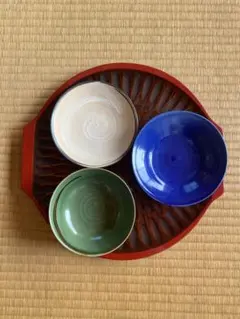新品】越前焼 アメ釉 陶器製 円形皿 4枚セット 陶芸家造 【楽天