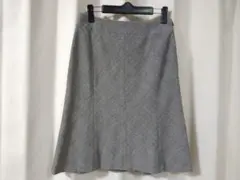 レディース フレアスカート グレンチェック グレー ひざ丈 オフィス M