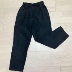 GU ウエストリボン付き ブラック長ズボン 140cm 子供服