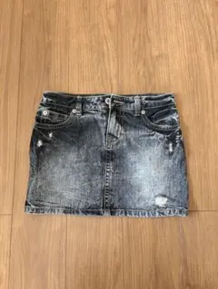 ダメージ加工 グレー デニムタイトスカート