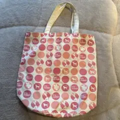 犬と花のキャンバストートバッグ