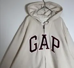 GAP ギャップ　ビッグサイズ刺繍ロゴ　裏起毛　ジップアップパーカー