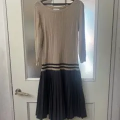 Anatelier アナトリエ ニットドッキングワンピース　プリーツ