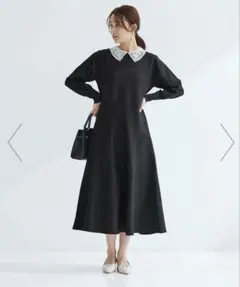 【美品】エリレース 2WAY ニット ワンピース　グリーンレーベルリラクシング