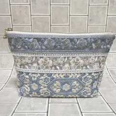 ひとみ様専用インド刺繍リボンのマチ付きポーチ No.16