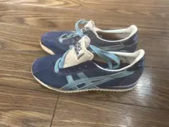 1970年代アシックスTigres ネイビー 水色 スニーカー22.5