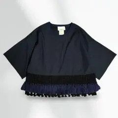 3.1 Phillip Lim フリンジ 半袖Tシャツ カットソー 紺 サイズ2のサムネイル