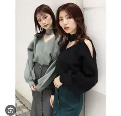 【MURUA】 チョーカーニットトップス