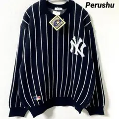 ペルーシュ　Perushu × MLB ジャガードニット　ネイビーストライプ　Lのサムネイル