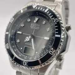 ELGIN エルジン ソーラー 腕時計 ベゼル アナデジ ブラック シルバーのサムネイル