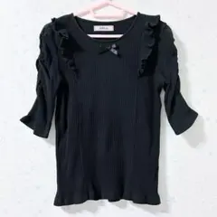 アンクルージュ トップス 五分袖 半袖 フリル リボン 春服 地雷系