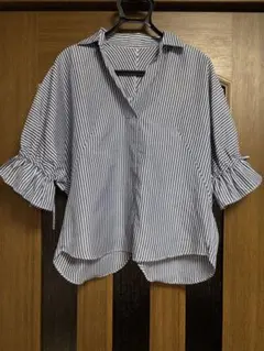 VISブルーストライプブラウス