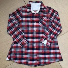 レディース 赤チェック柄 フリーサイズ シャツワンピース ロングシャツ
