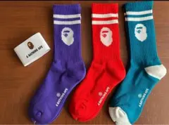 オ*ト様 A BATHING APE BAPE ソックス 3足セットフリーサイズ