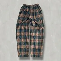 チェック柄 イージーパンツ　レーヨン混 サイズL レトロ古着　カジュアル　美品