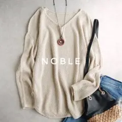 Noble ペーパーヤーンカノコバッグ Vプルオーバー ベージュ ニット 洗える