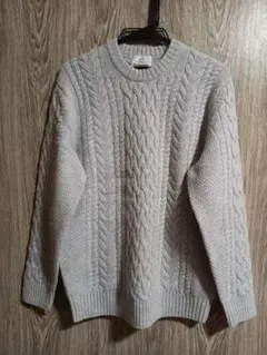 ユナイテッドアローズ タスマニアウール ケーブル編み グレー M　⑤
