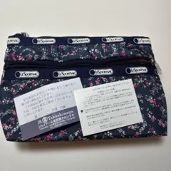 LeSportsac 花柄ポーチ ネイビー　レスポ　小花　メイクポーチ　化粧