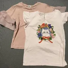 UNIQLO バースデイ フリル袖 ピンク Tシャツ 110cm 2点セット