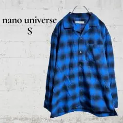 【nano universe】【S】オープンカラーシャツ　コットン　チェック