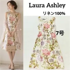 ローラアシュレイ ノースリーブワンピース 花柄刺繍 リネン混 11 