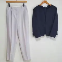 ナチュラルビューティーベーシック　ジャケットパンツセット　ノーカラーテーパード