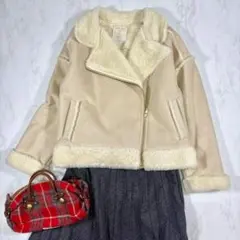 マジェスティックレゴン フェイクファー ムートン ライダース ショートコート