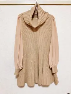 snidel スナイデル　ワンピース　ニット　シースルー　ベージュ