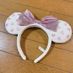 ディズニー カチューシャ スパンコール ミニー ハート ピンク 白