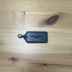 COACH ブラックレザー タグ型キーホルダー