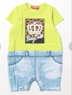 BabyDoll ライムグリーン デニムロンパース 80cm