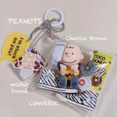 ガチャ詰めポーチPEANUTSチャーリー第二弾コンバース ミスドカフェ イエロー