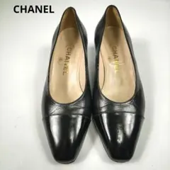 CHANEL シャネル パンプス ブラック レザー ラウンドトゥ 美品のサムネイル