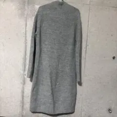 PLST(ほぼ未使用)リブ編みハイネックグレーニットワンピース