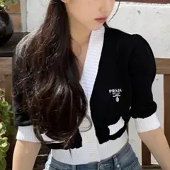 プラダ　クロップド コットンカーディガン