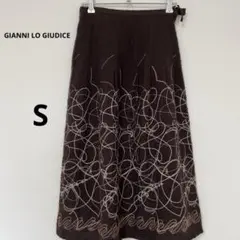 ジャンニロジュディチェ　刺繍入りブラウンロングスカート　34