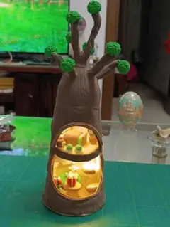 樹脂粘土 木の形状オブジェクト 照明付き