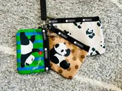 レスポートサック　パンダ　3連ポーチ