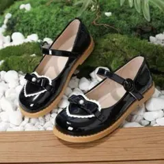 【美品】キッズ フォーマルシューズ 19.5cm 黒 エナメル リボン