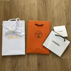 HERMES オレンジショップ袋シャネル、ディオールショップバッグ３点セット
