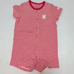 70★ミキハウス★ロゴ刺繍！うさぎちゃんアップリケ付き！カバーオールつなぎ★