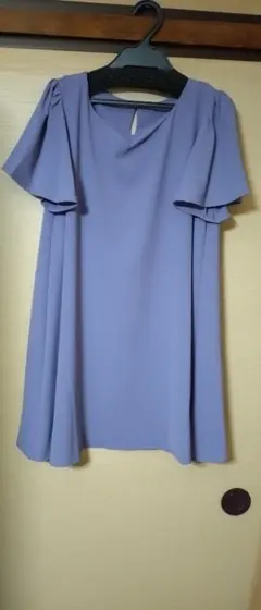 薄紫 半袖 Aライン チュニック