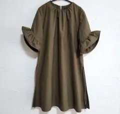 オールインワン ワンピース風 ショートパンツ ZARA カーキ 七分袖 S ザラ