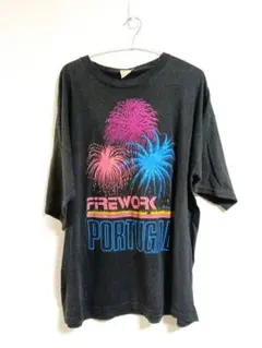 【レトロ感抜群◎花火プリントTシャツ】とても柔らかい生地感