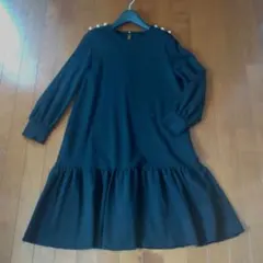 美品【ルネ】パール付き長袖ワンピース